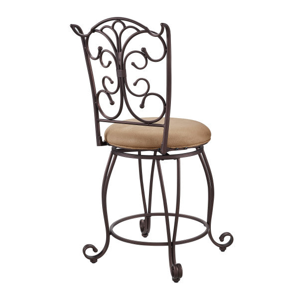 Gathered Back Bronze 31in Bar Stool