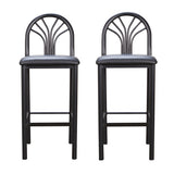 Soleil Black Vinyl Metal Bar Stools (Set of 2)