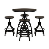 Haywood 5PC Round Bar Table Set with Adjustable Stools