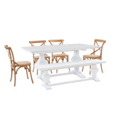 Banks White 6 Piece Table Bench 4 Chair