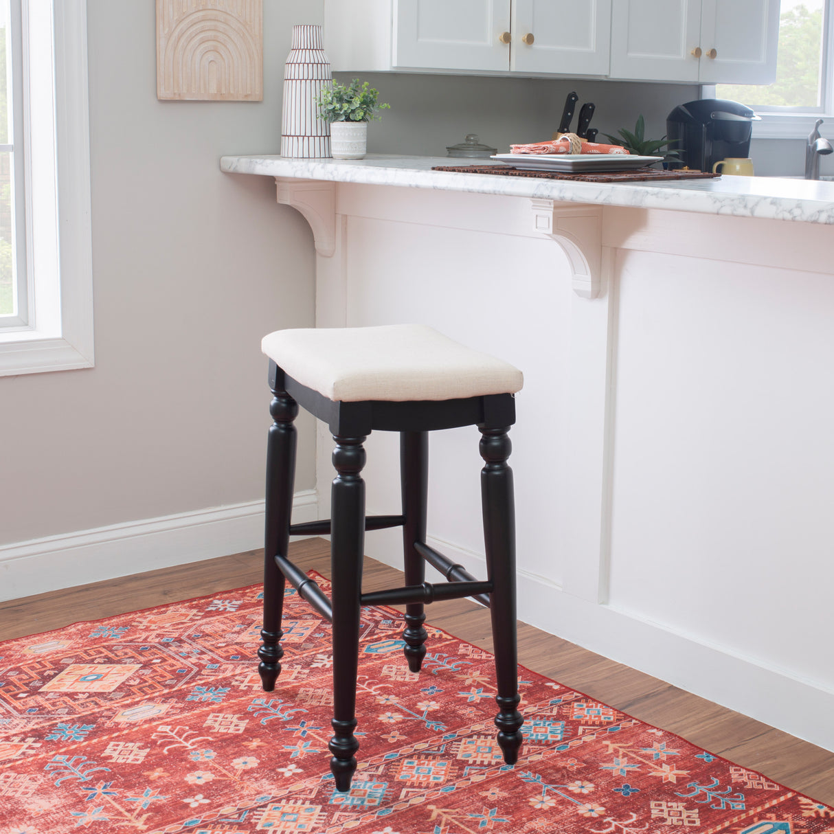 Marino Antique Backless Bar or Counter Stool
