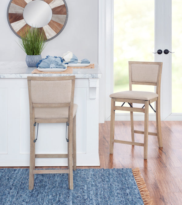 Keira Gray wash Padded Back Folding Bar Stool