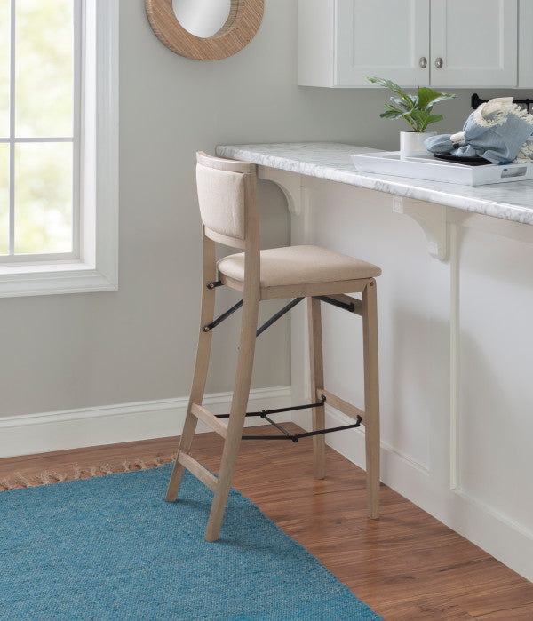 Keira Gray wash Padded Back Folding Bar Stool