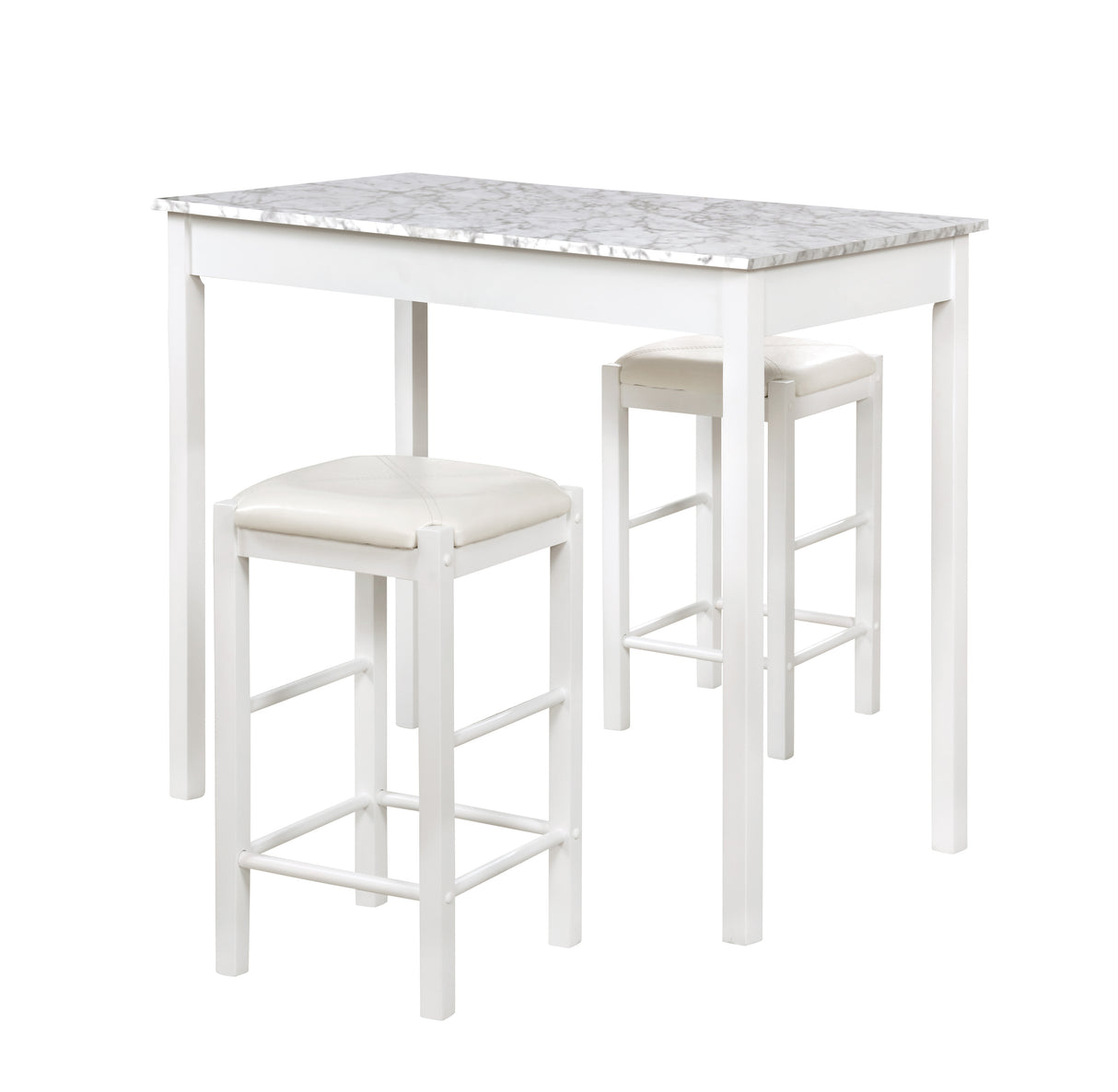 Lance Tavern Set Black With Faux Marble Top