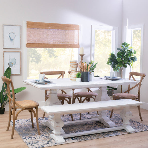 Banks White 6 Piece Table Bench 4 Chair