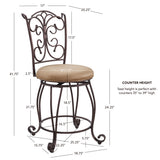 Gathered Back Bronze 31in Bar Stool