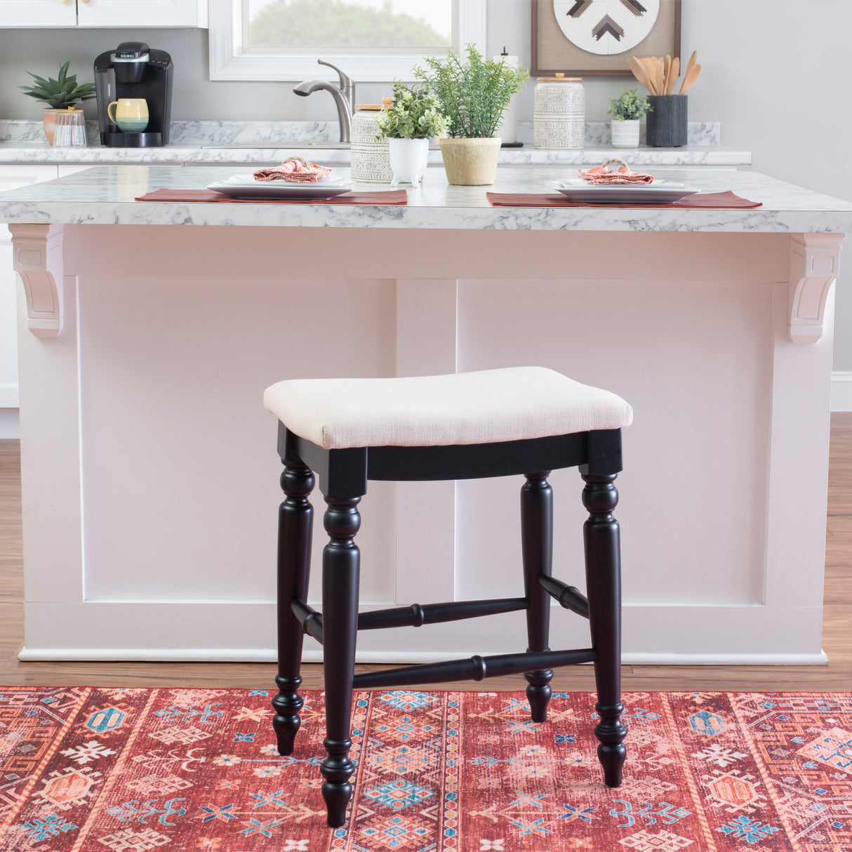 Marino Antique Backless Bar or Counter Stool