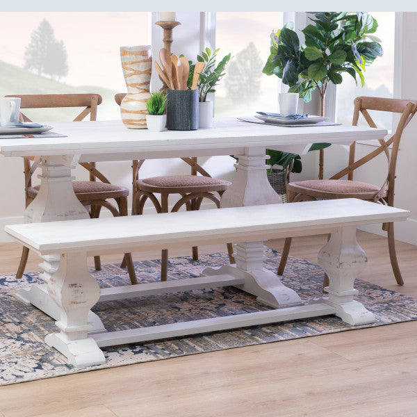 Banks White 6 Piece Table Bench 4 Chair
