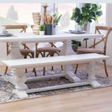 Banks White 6 Piece Table Bench 4 Chair