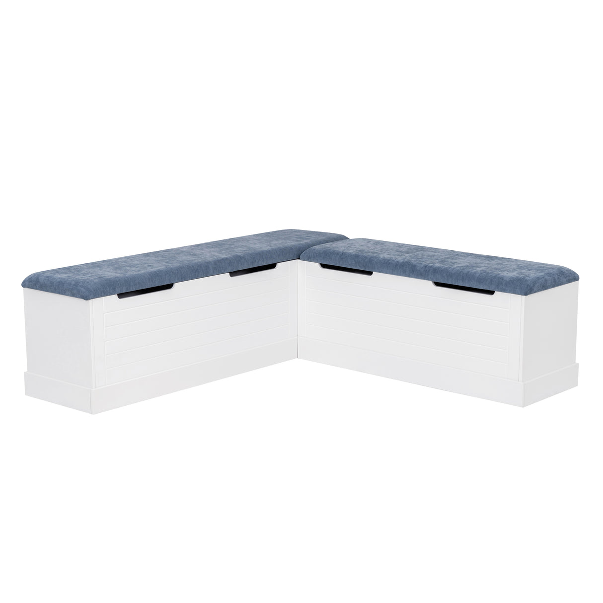 Nancy White Blue Backless Upholstered Nook