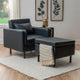Welby Navy Faux Leather Chair and Ottoman Set