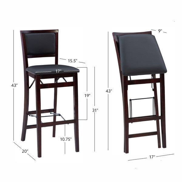 Keira Gray wash Padded Back Folding Bar Stool