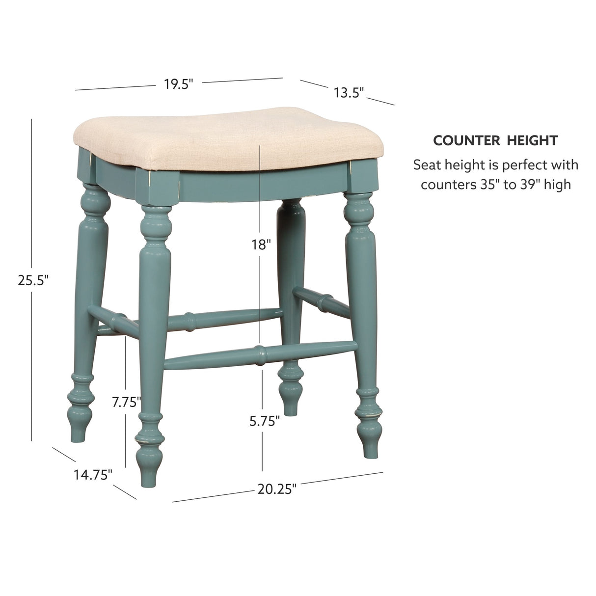 Marino Antique Backless Bar or Counter Stool