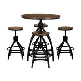 Haywood 5PC Round Bar Table Set with Adjustable Stools