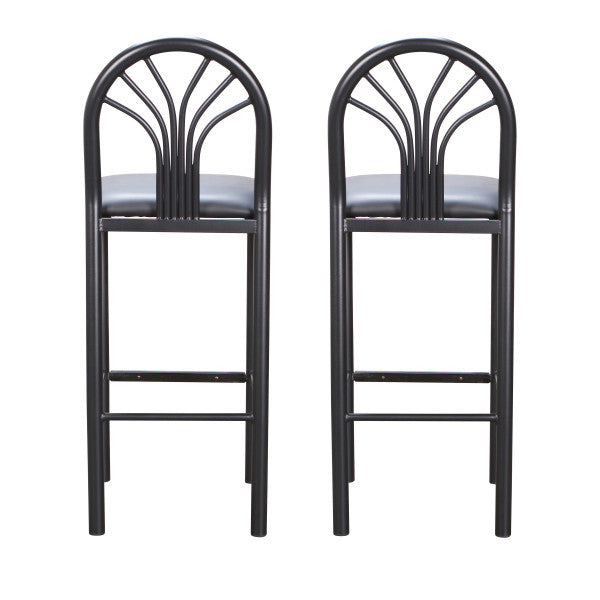 Soleil Black Vinyl Metal Bar Stools (Set of 2)