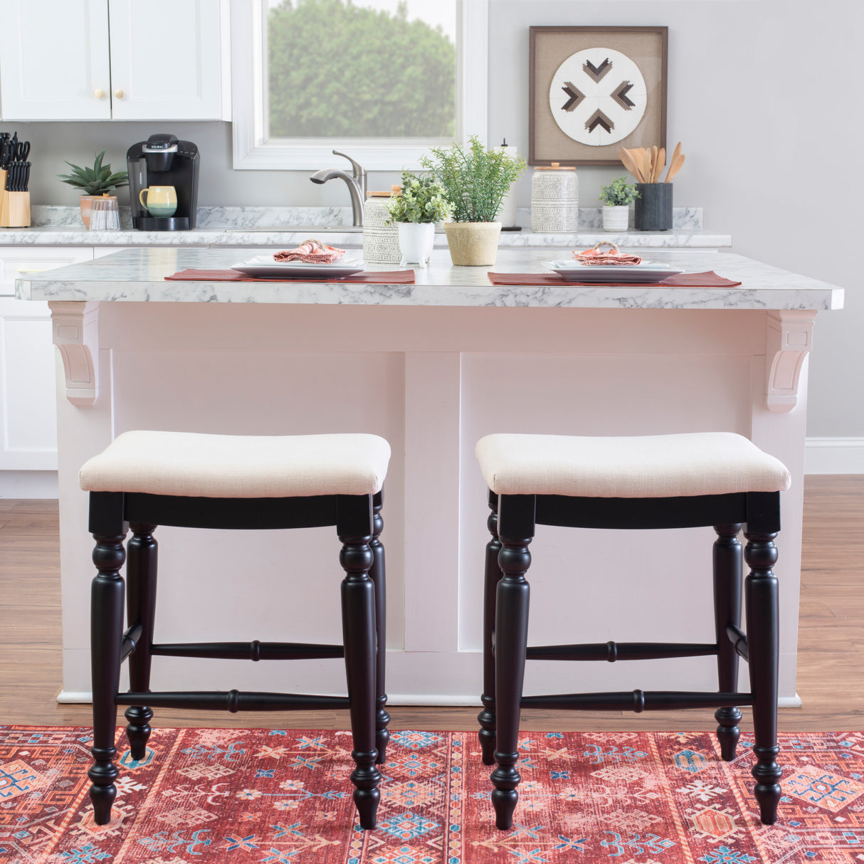 Marino Antique Backless Bar or Counter Stool