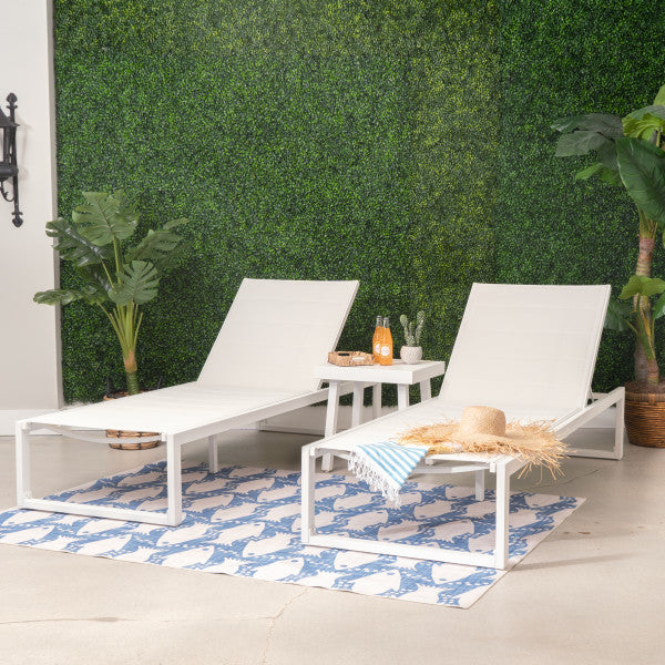 Alora Aluminum 3PC Chaise Lounge and Table Set