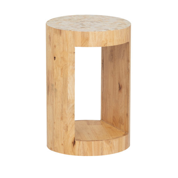 Capiz Beige and Wood Side Table – Linon Home & Design LLC
