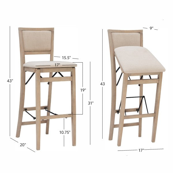 Keira Gray wash Padded Back Folding Bar Stool